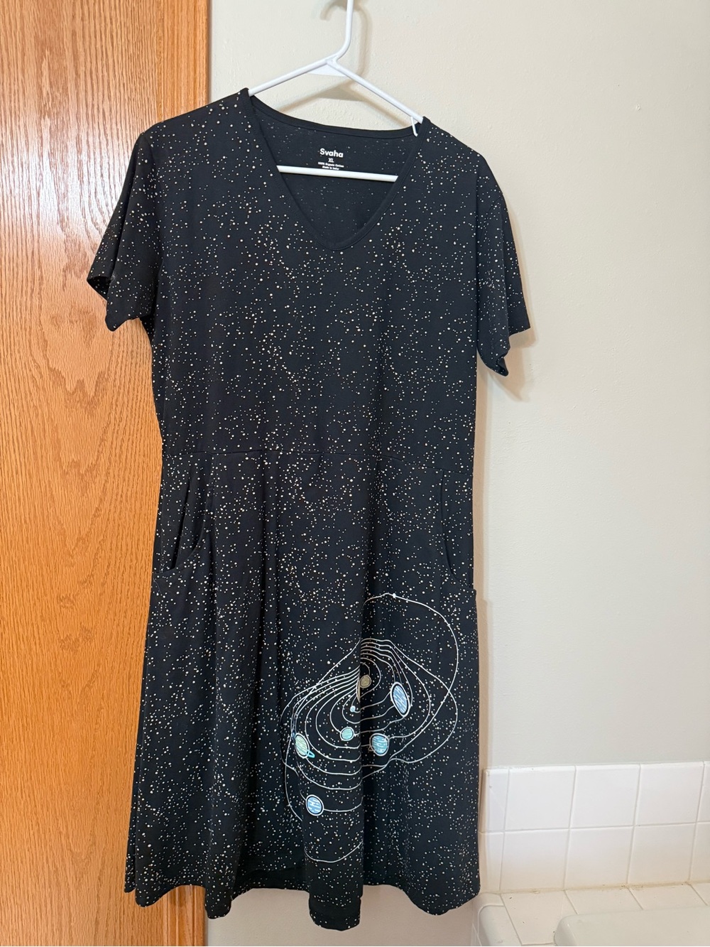 Svaha Organic Cotton Midi Dress XL Black Solar System Spacecore Starry STEM